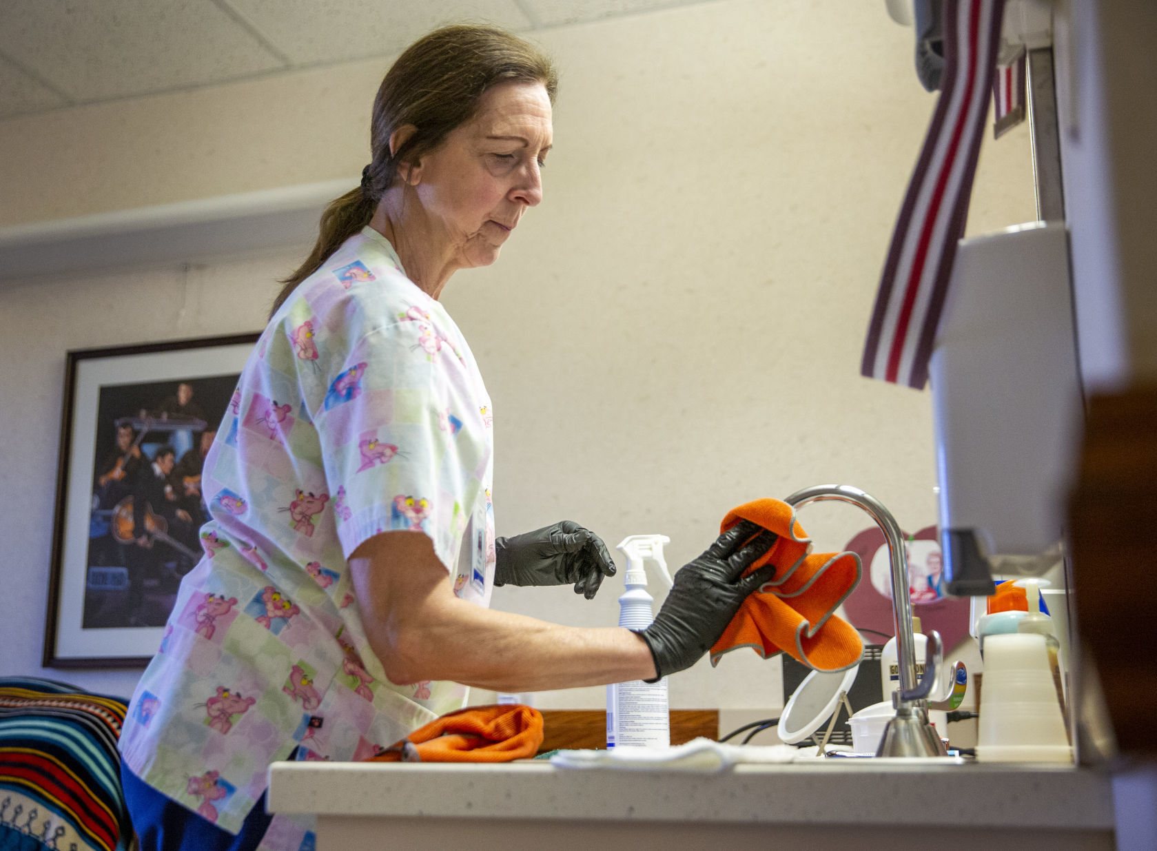 Cleaning the hospital
